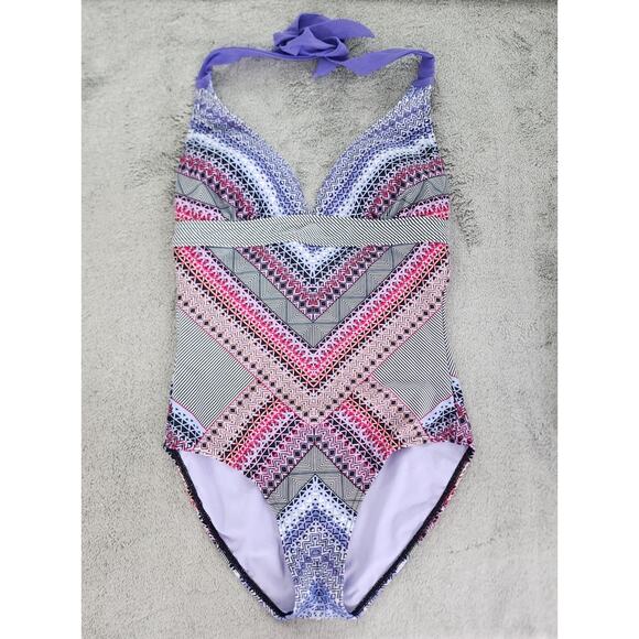 Prana Swimsuit Womens S Purple Marrakesh Lahari One Piece Halter Tie Neck Beach - Picture 1 of 11